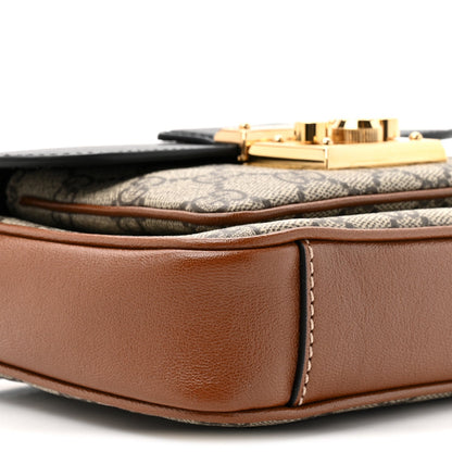 GG Supreme Monogram New Sakai Lux Calfskin Mini Padlock Flap Pocket Shoulder Bag Beige Ebony Black Cuir