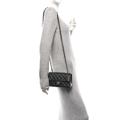 Lambskin Quilted Mini Rectangular Flap Black