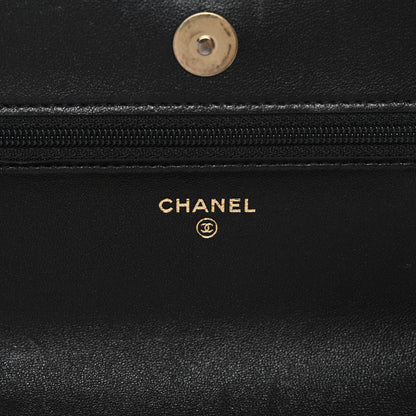 Lambskin Quilted Chanel 19 Wallet On Chain WOC Black