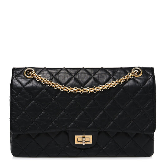 Aged Calfskin Quilted 2.55 Reissue 226 Flap Black