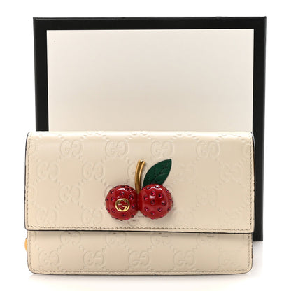 Guccissima Mini Cherry Chain Bag White