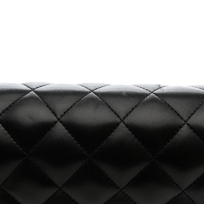 Lambskin Quilted Jumbo Double Flap Black