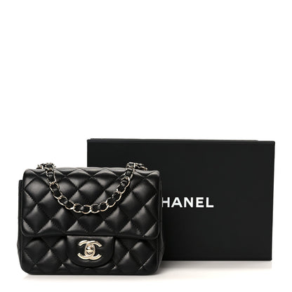 Lambskin Quilted Mini Square Flap Black