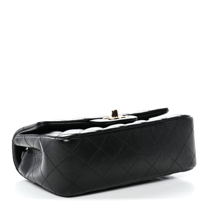 Lambskin Quilted Mini Rectangular Flap Black