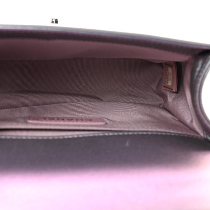 Iridescent Patent Calfskin PVC Quilted Small Boy Flap Light Purple