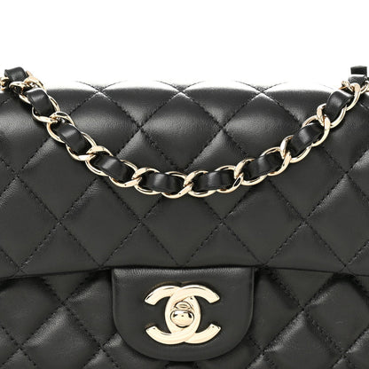 Lambskin Quilted Mini Rectangular Flap Black