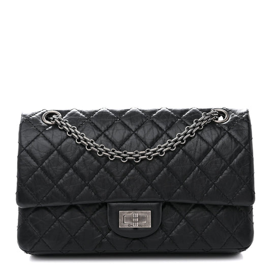 Aged Calfskin Quilted 2.55 Reissue 225 Flap Black