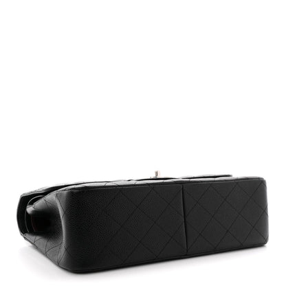 Caviar Quilted Jumbo Double Flap Black