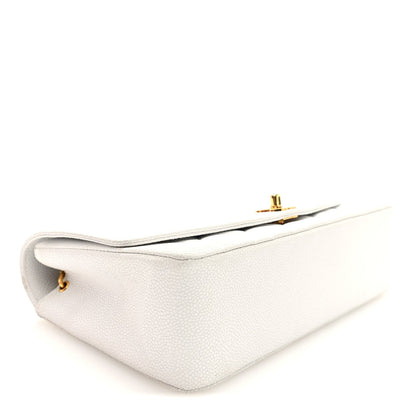Caviar Quilted Medium Single Flap White