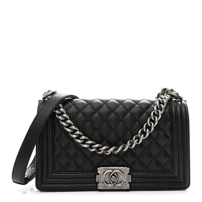 Caviar Quilted Medium Boy Flap Black