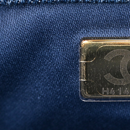 Washed Denim Quilted Mini Chanel 25 Handbag Blue