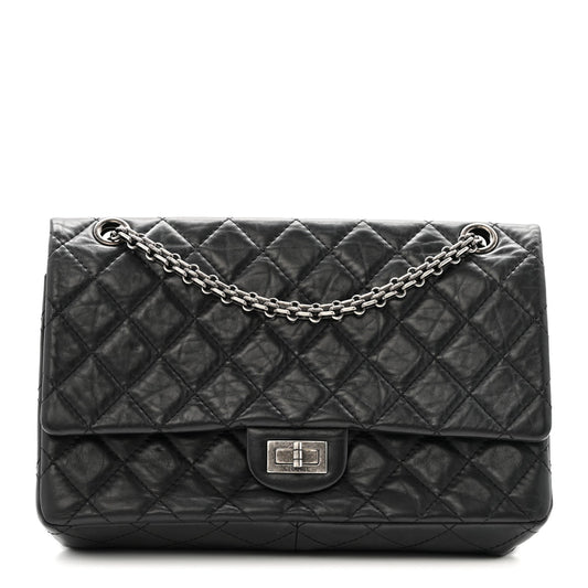 Aged Calfskin Quilted 2.55 Reissue 226 Flap Black