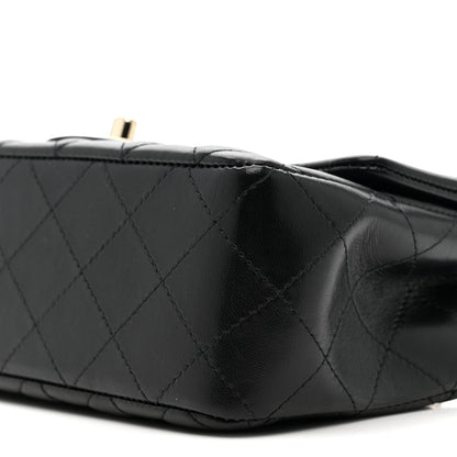 Lambskin Quilted Mini Rectangular Flap Black