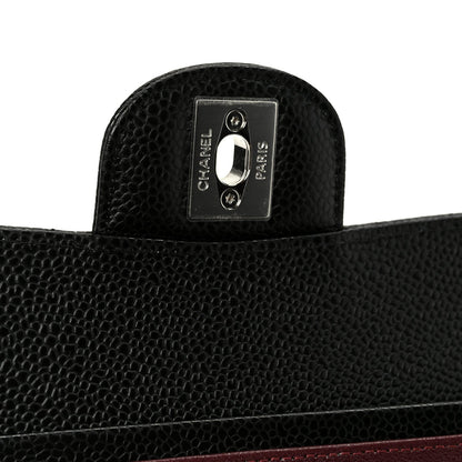 Caviar Quilted Medium Double Flap Black
