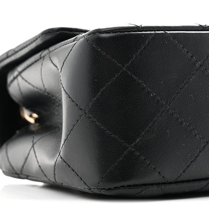 Lambskin Quilted Mini Rectangular Flap Black