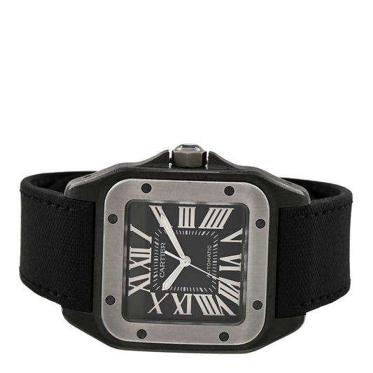ADLC Titanium Nylon 38mm Santos 100 Chronograph Automatic Watch Black