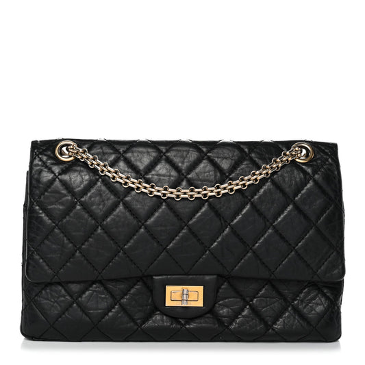 Aged Calfskin Quilted 2.55 Reissue 226 Flap Black