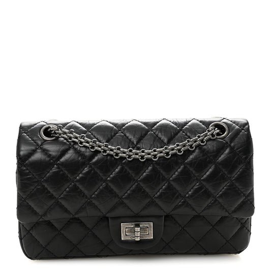 Aged Calfskin Quilted 2.55 Reissue 225 Flap Black