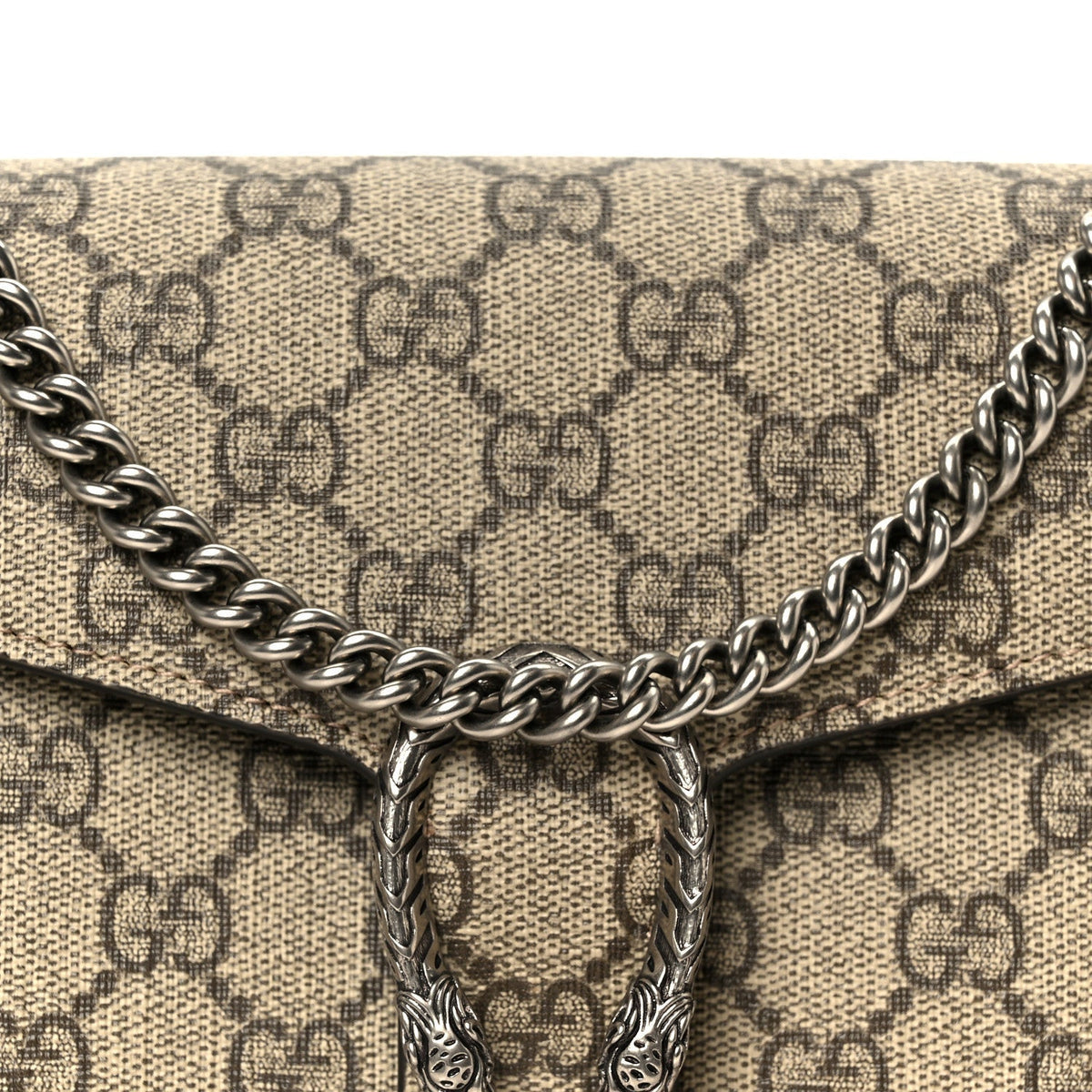 GG Supreme Monogram Mini Dionysus Chain Wallet Beige Taupe