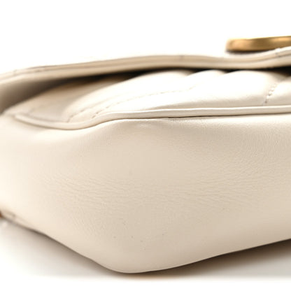 Calfskin Matelasse Super Mini GG Marmont Shoulder Bag White