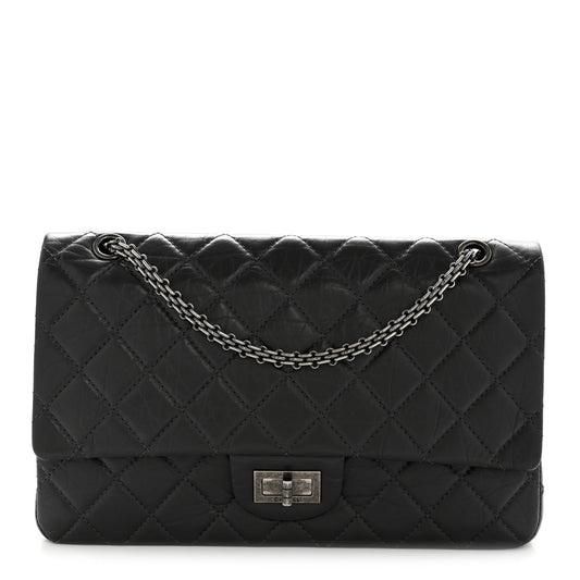 Aged Calfskin Quilted 2.55 Reissue 227 Flap Dark Grey