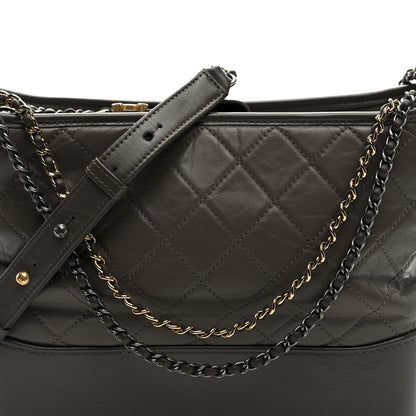 Aged Calfskin Quilted Medium Gabrielle Hobo Grey