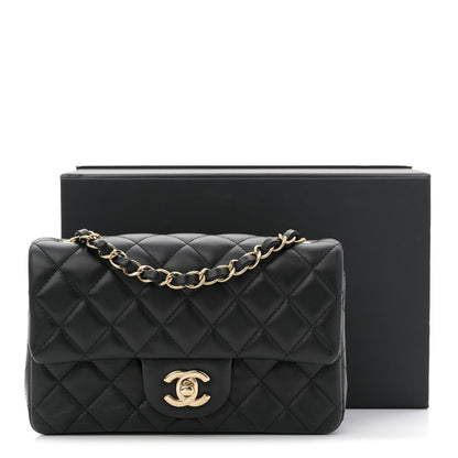 Lambskin Quilted Mini Rectangular Flap Black