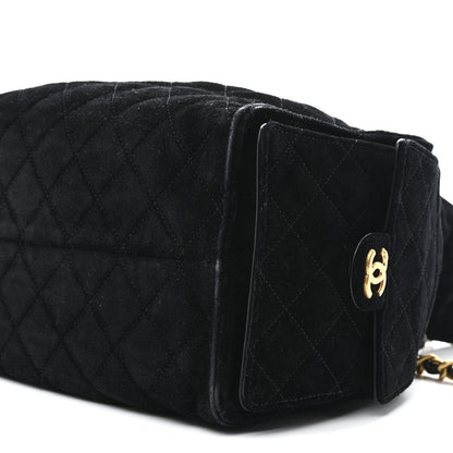 Suede Quilted Medium Chanel 25 Handbag Black