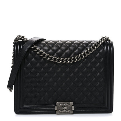 Caviar Quilted Large Boy Flap Black
