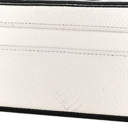 Caviar Quilted Medium CC Filigree Vanity Case White Black