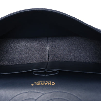 Lambskin Quilted Jumbo Double Flap Navy