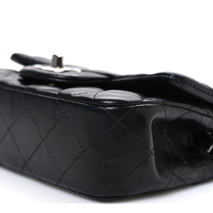 Lambskin Quilted Extra Mini Rectangular Flap Black