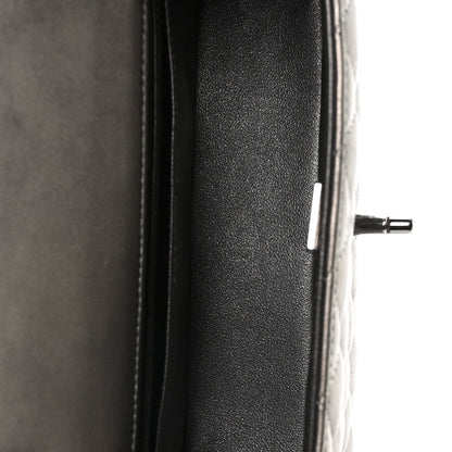 Metallic Lambskin Quilted Mini Rectangular Flap Silver