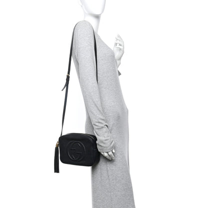 Pebbled Calfskin Small Soho Disco Bag Black
