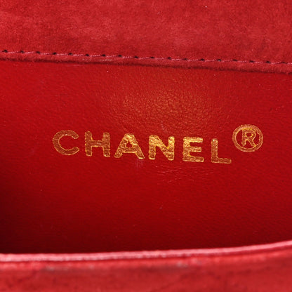 Suede Quilted Mini Square Flap Red