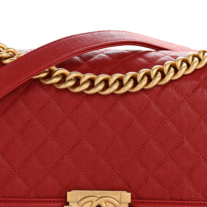 Lambskin Quilted Medium Boy Flap Red