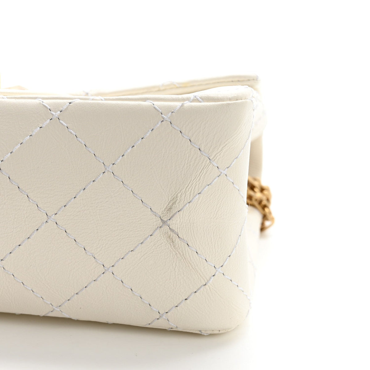 Aged Calfskin Quilted 2.55 Reissue Mini Flap White