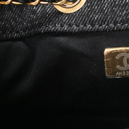 Washed Denim Quilted Mini Chanel 25 Handbag Black