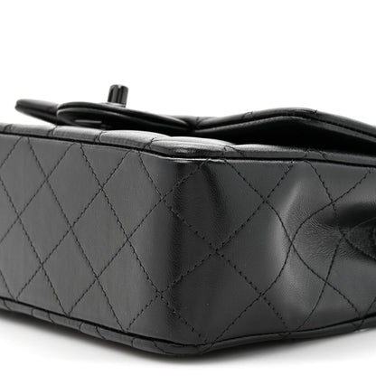 Lambskin Quilted Mini Top Handle Rectangular Flap So Black