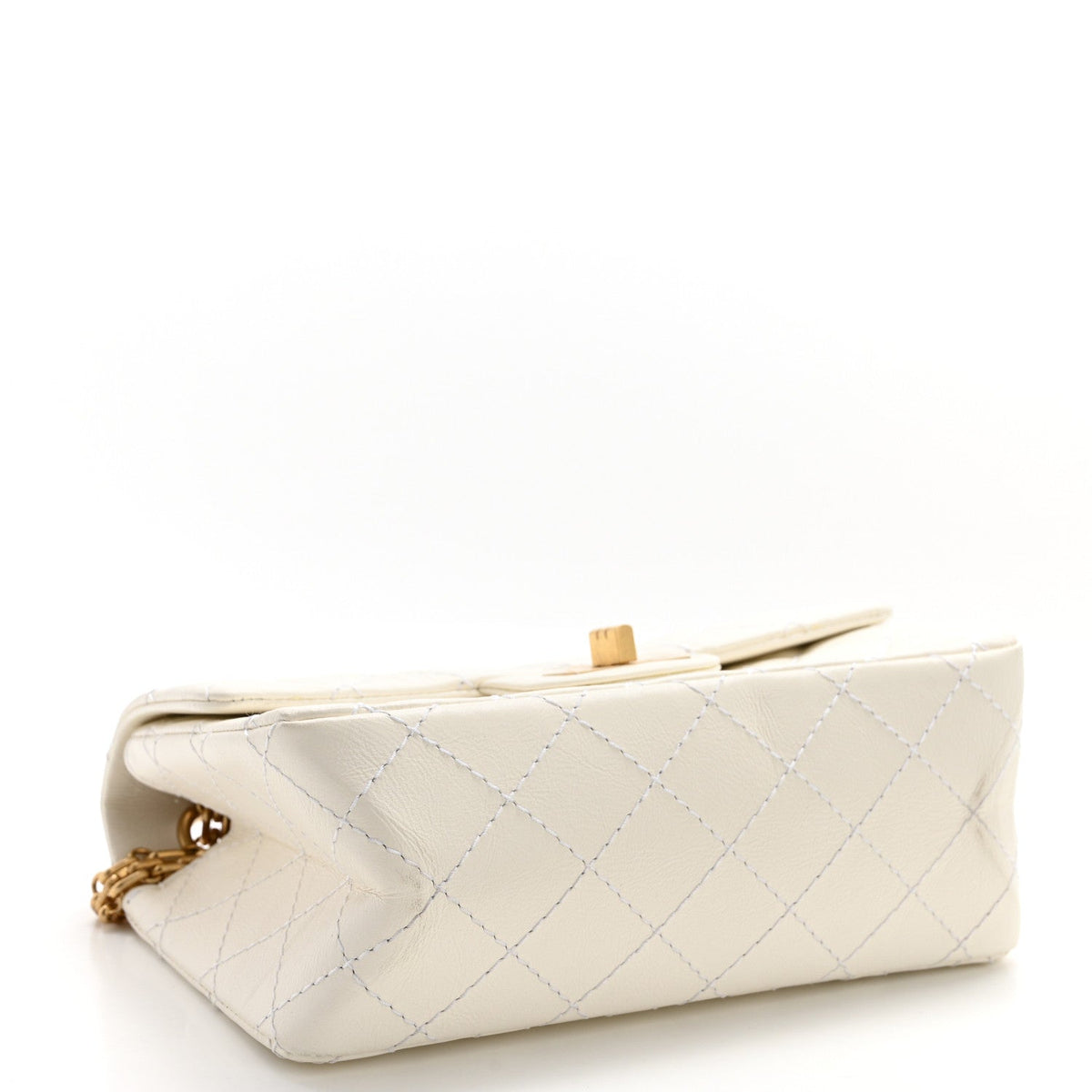 Aged Calfskin Quilted 2.55 Reissue Mini Flap White