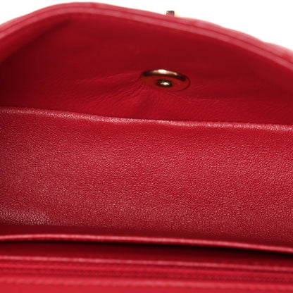 Lambskin Quilted Mini Rectangular Flap Dark Pink