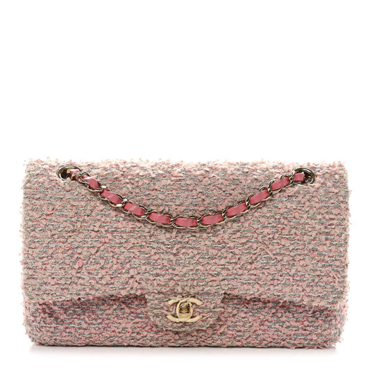 Tweed Medium Double Flap Pink