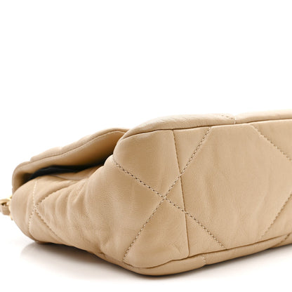 Goatskin Quilted Medium Chanel 19 Flap Dark Beige