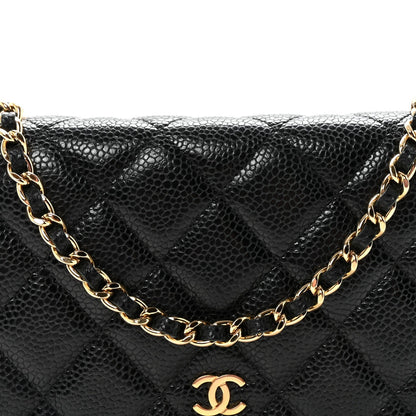 Caviar Quilted Wallet On Chain WOC Black