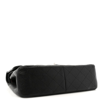 Caviar Quilted Jumbo Double Flap Black