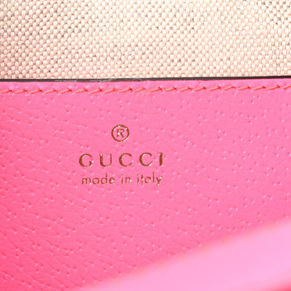 GG Supreme Monogram Textured Dollar Calfskin Web Ophidia Small Crossbody Bag Beige Ebony Fuchsia