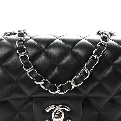 Lambskin Quilted Mini Rectangular Flap Black