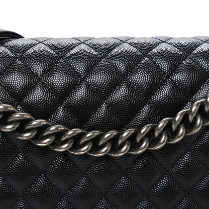 Caviar Quilted Large Boy Flap Black