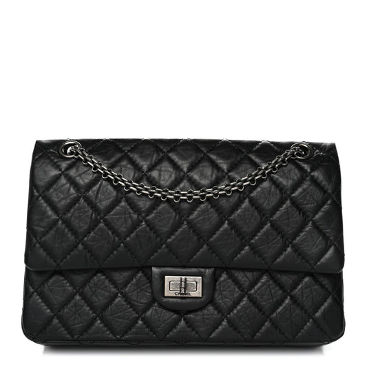 Aged Calfskin Quilted 2.55 Reissue 226 Flap Black