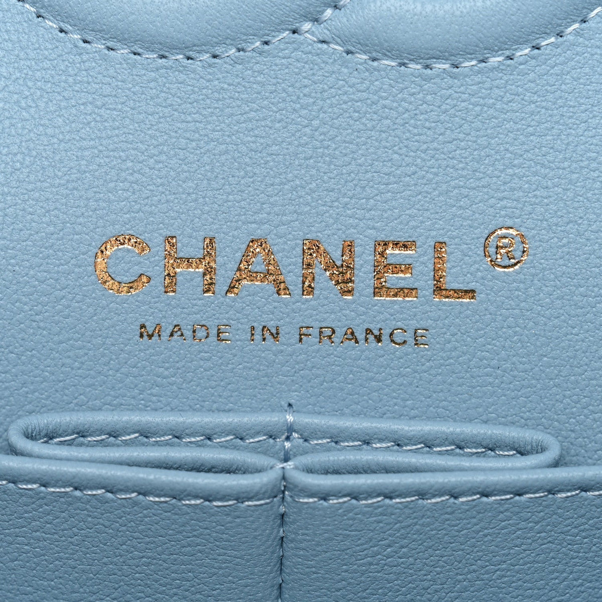 Caviar Quilted Small Double Flap Light Blue